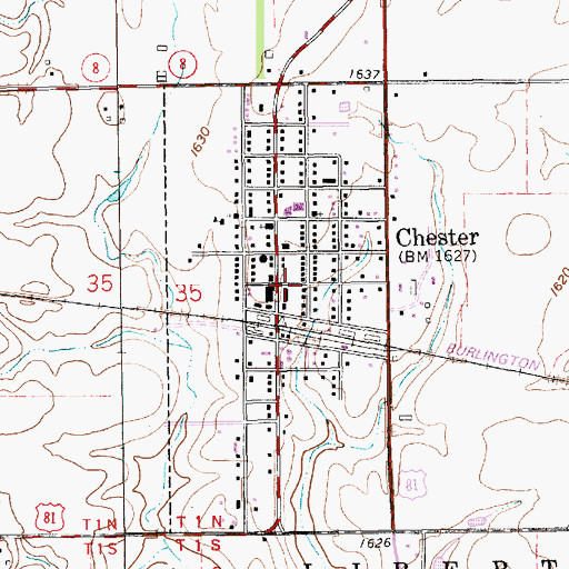 Topographic Map of Village of Chester, NE