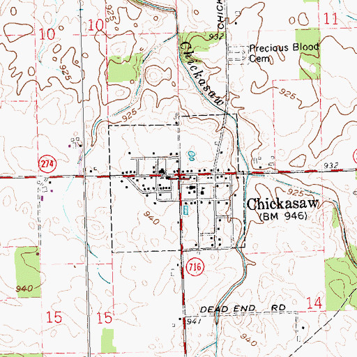 Topographic Map of Village of Chickasaw, OH