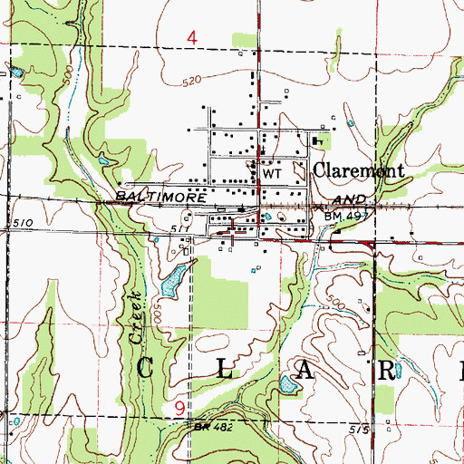 Topographic Map of Village of Claremont, IL