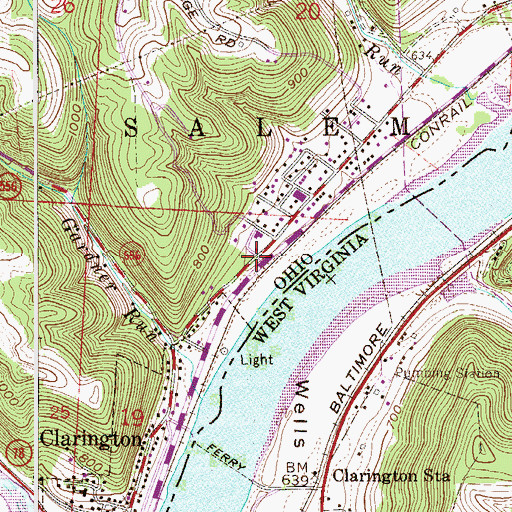 Topographic Map of Village of Clarington, OH