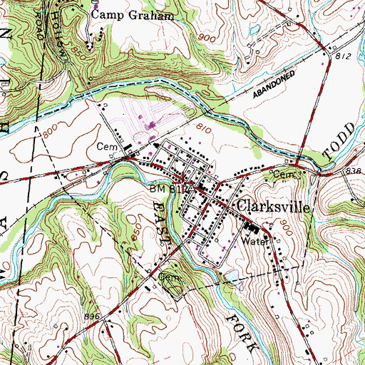 Topographic Map of Village of Clarksville, OH