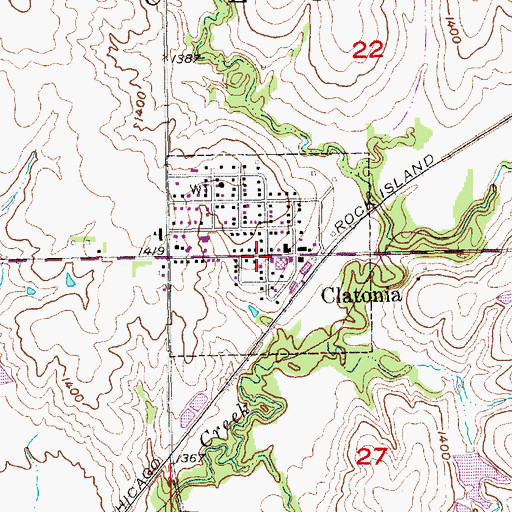 Topographic Map of Village of Clatonia, NE
