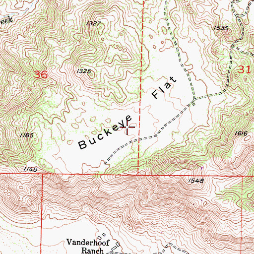 Topographic Map of Buckeye Flat, CA