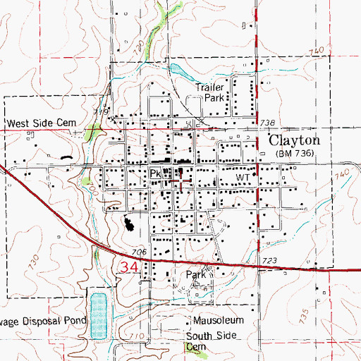 Topographic Map of Village of Clayton, IL