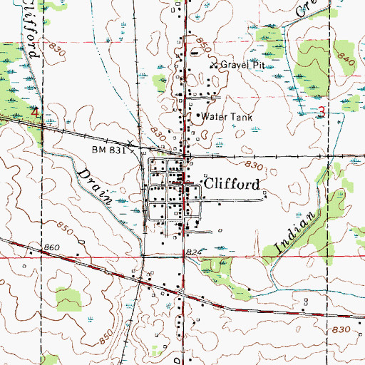 Topographic Map of Village of Clifford, MI