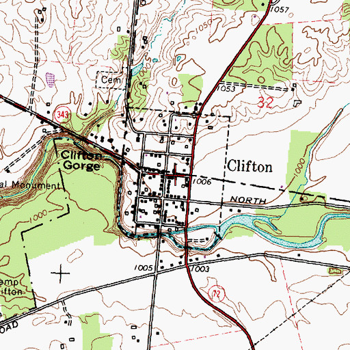 Topographic Map of Village of Clifton, OH