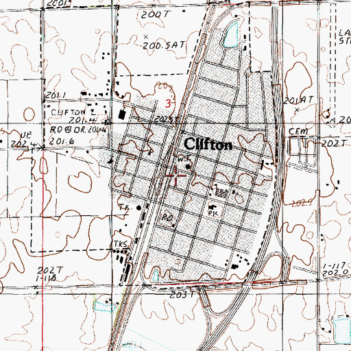 Topographic Map of Village of Clifton, IL