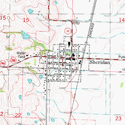 Topographic Map of Town of Sheridan, MO