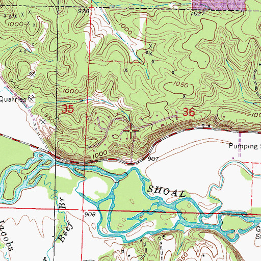 Topographic Map of Village of Shoal Creek Estates, MO