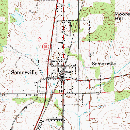 Topographic Map of Town of Somerville, IN