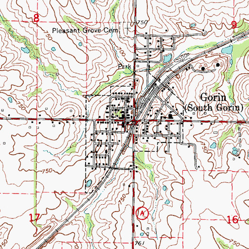 Topographic Map of Town of South Gorin, MO