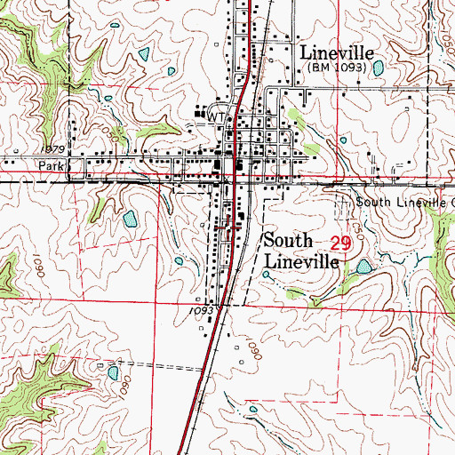 Topographic Map of Town of South Lineville, MO