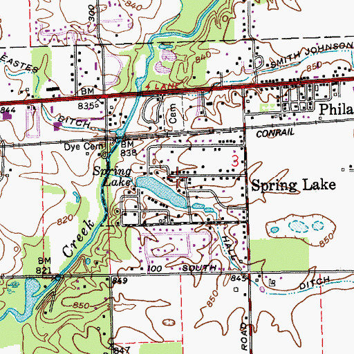 Topographic Map of Town of Spring Lake, IN