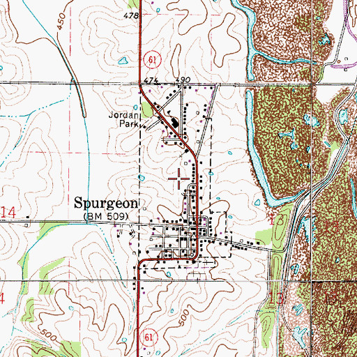 Topographic Map of Town of Spurgeon, IN