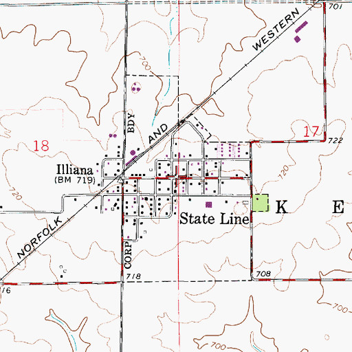 Topographic Map of Town of State Line City, IN