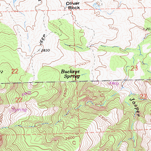 Topographic Map of Buckeye Spring, CA