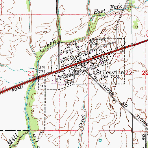Topographic Map of Town of Stilesville, IN