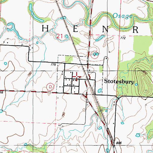 Topographic Map of Town of Stotesbury, MO