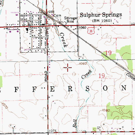 Topographic Map of Town of Sulphur Springs, IN
