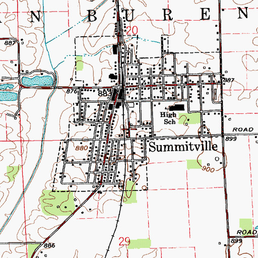 Topographic Map of Town of Summitville, IN