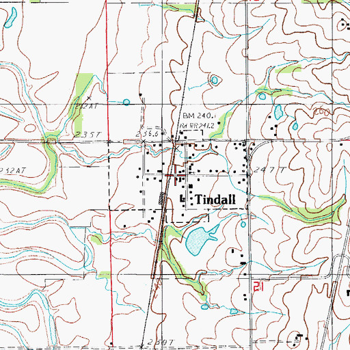 Topographic Map of Town of Tindall, MO