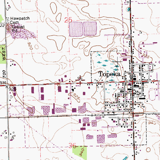 Topographic Map of Town of Topeka, IN