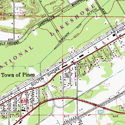 Topographic Map of Town of Town of Pines, IN
