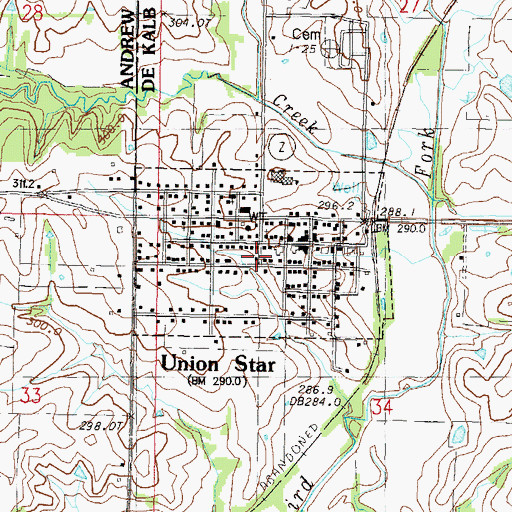 Topographic Map of Town of Union Star, MO