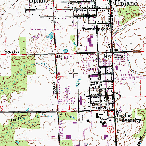 Topographic Map of Town of Upland, IN