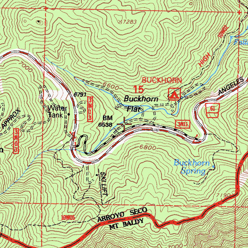 Topographic Map of Buckhorn Flat, CA