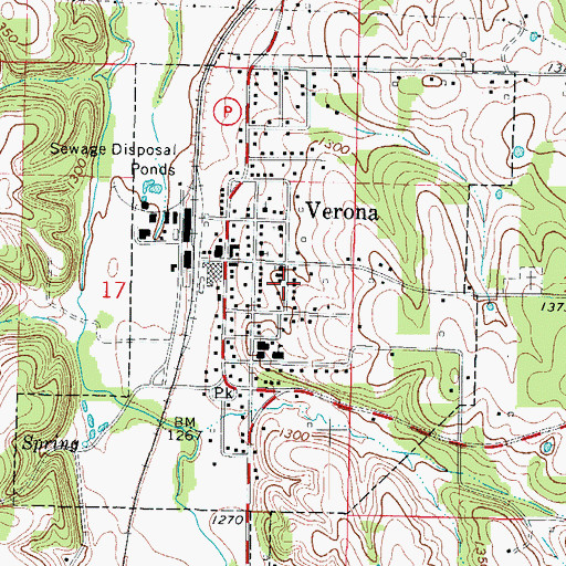 Topographic Map of Town of Verona, MO