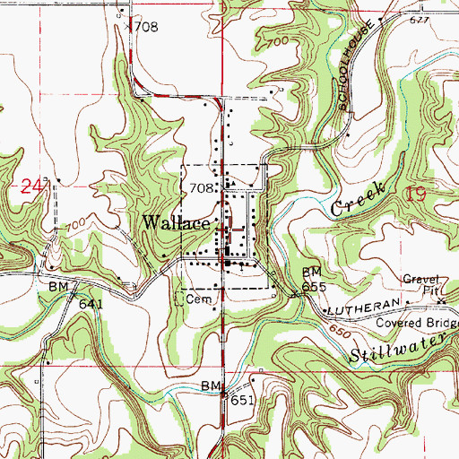 Topographic Map of Town of Wallace, IN