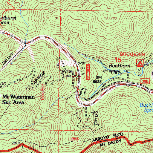 Topographic Map of Buckhorn Guard Station, CA