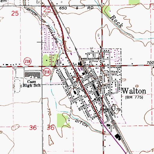 Topographic Map of Town of Walton, IN