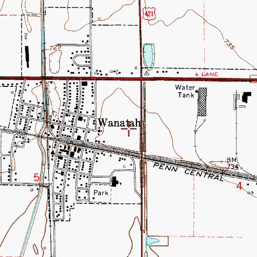 Topographic Map of Town of Wanatah, IN