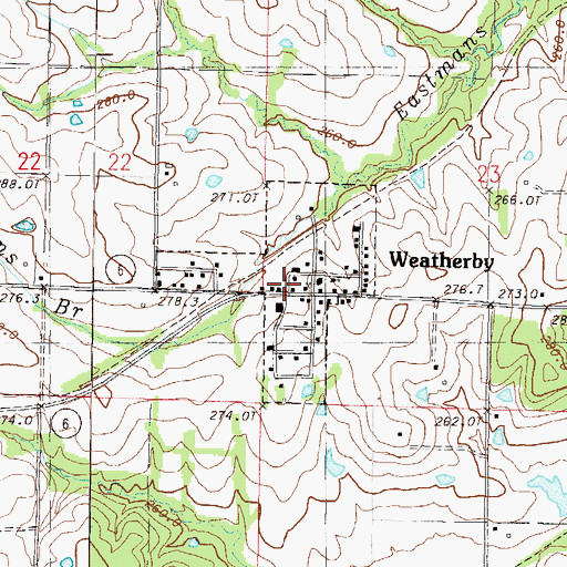 Topographic Map of Town of Weatherby, MO