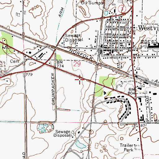 Topographic Map of Town of Westville, IN