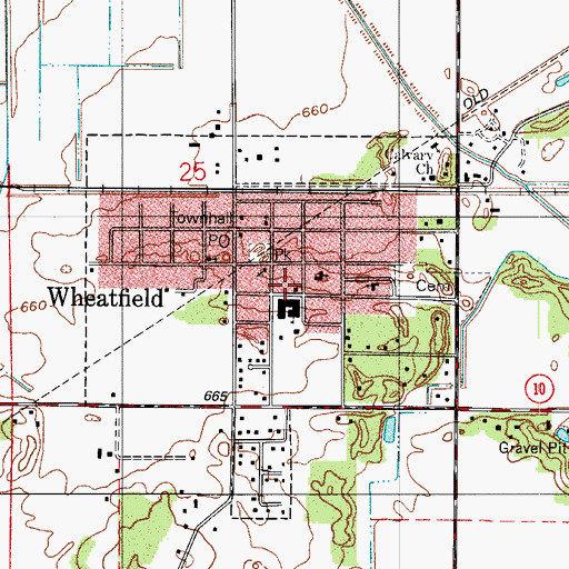 Topographic Map of Town of Wheatfield, IN
