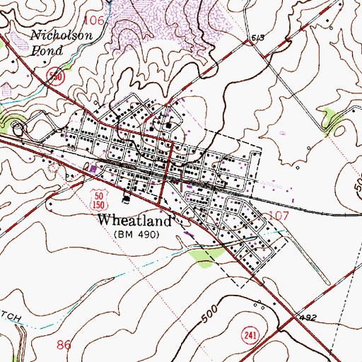 Topographic Map of Town of Wheatland, IN