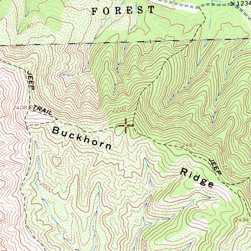 Topographic Map of Buckhorn Ridge, CA