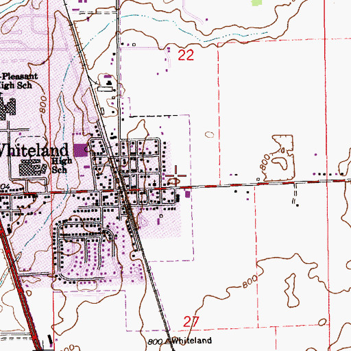 Topographic Map of Town of Whiteland, IN