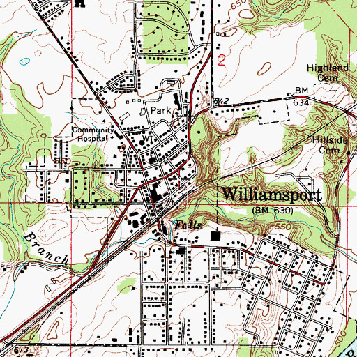 Topographic Map of Town of Williamsport, IN