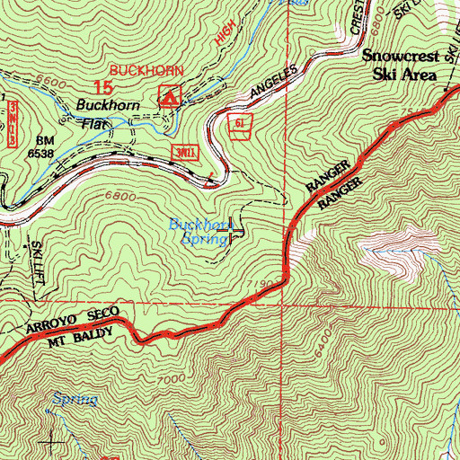 Topographic Map of Buckhorn Spring, CA