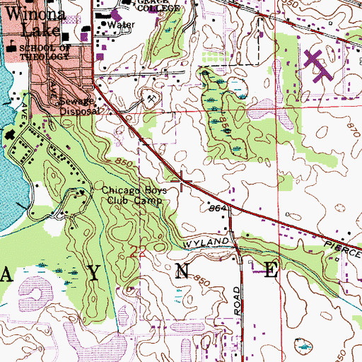 Topographic Map of Town of Winona Lake, IN