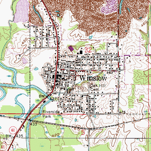 Topographic Map of Town of Winslow, IN