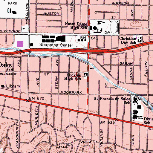 Topographic Map of Buckley High School, CA