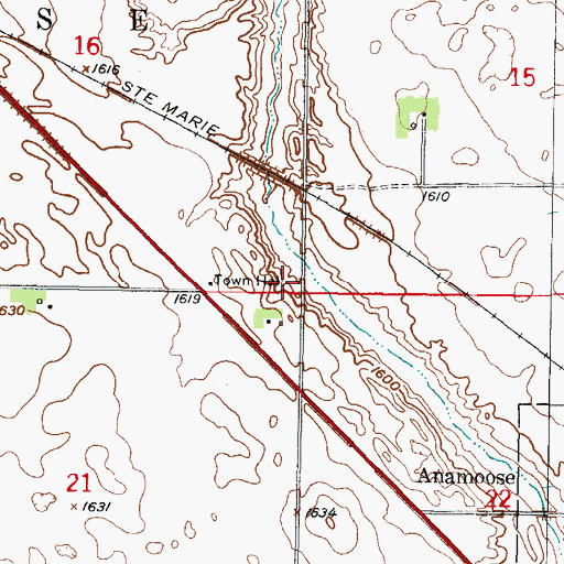 Topographic Map of Township of Anamoose, ND