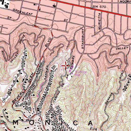 Topographic Map of Buckley School, CA