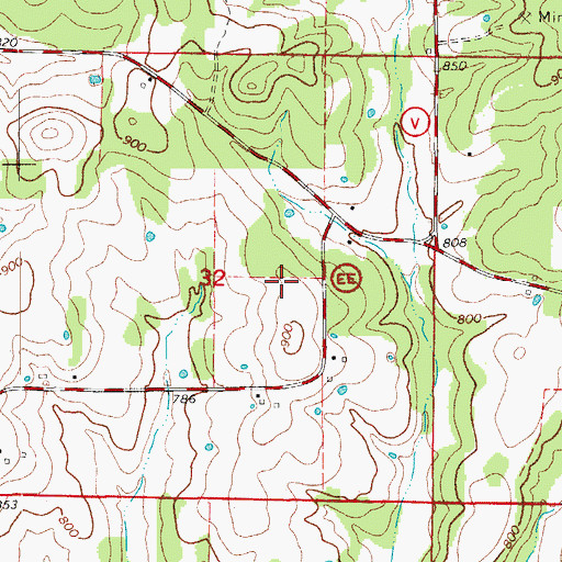 Topographic Map of Township of Bayou I, MO