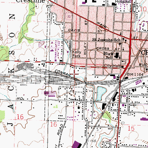Topographic Map of Township of Crestline, OH